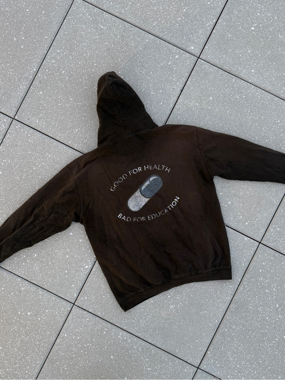Thrashed hoodie "Good for Health Bad for Education"